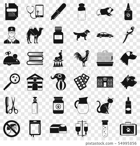 Veterinary icons set, simple style 54995856