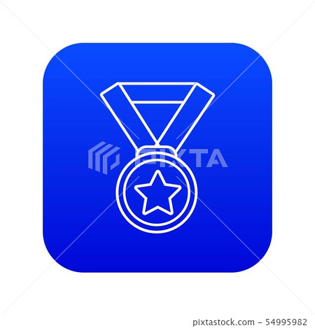 Hockey champion medal icon blue vector - Stock Illustration [54995982 ...