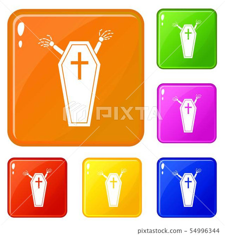 Halloween coffin icons set vector color - Stock Illustration [54996344 ...
