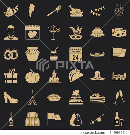Autumn wine icons set, simple style Autumn wine icons set, simple style 54996364