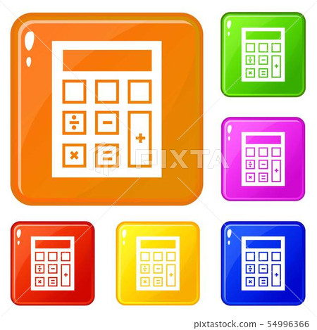Calculator lab beaker icons set vector color 54996366
