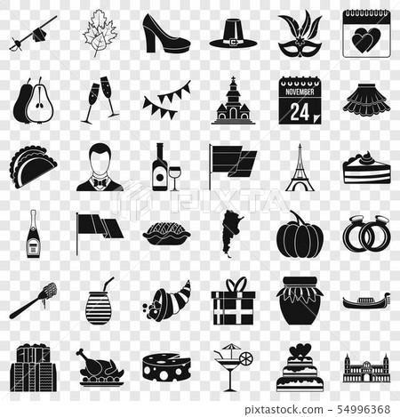 Wine icons set, simple style Wine icons set, simple style 54996368