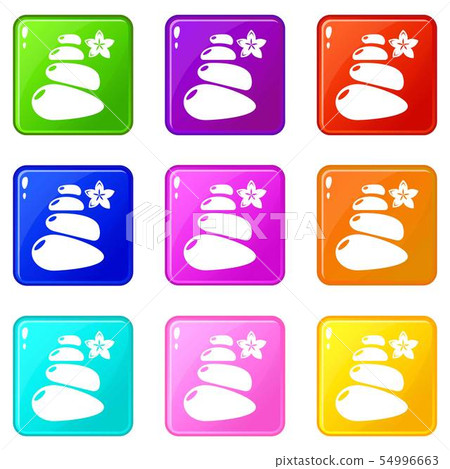 Spa balance stones icons set 9 color collection 54996663
