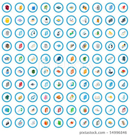 100 multimedia icons set, isometric 3d style 54996846