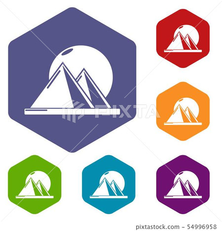 Pyramid egypt icons vector hexahedron Pyramid egypt icons vector hexahedron 54996958