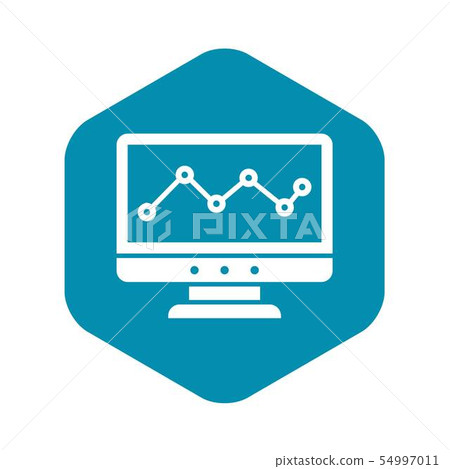 Graph in computer screen icon, simple style 54997011
