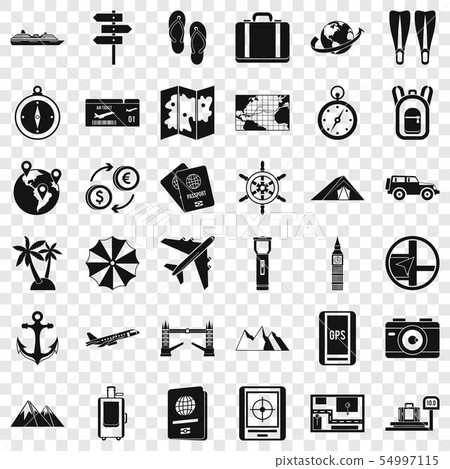Hiking icons set, simple style 54997115