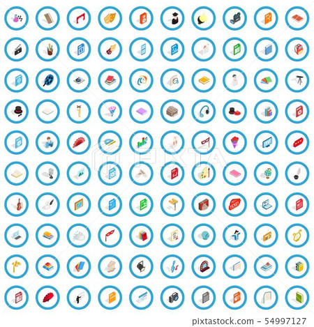 100 musical icons set, isometric 3d style 54997127