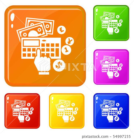Accounting calculator icons set vector color 54997155