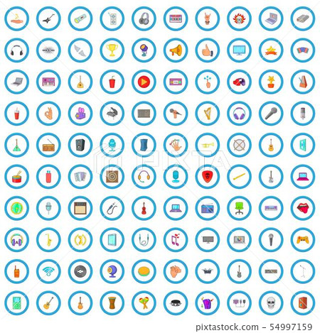 100 music studio icons set, cartoon style 100 music studio icons set, cartoon style 54997159