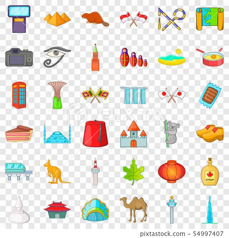 Different landmark icons set, catoon style Different landmark icons set, catoon style 54997407