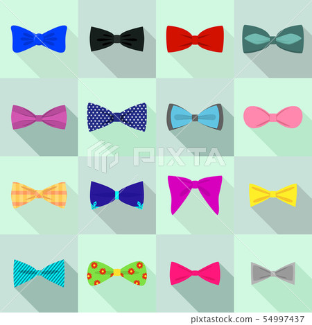 Bowtie icons set, flat style 54997437