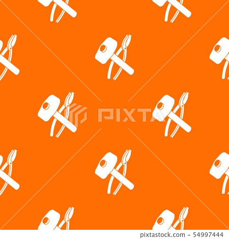 Hammer clamping mites pattern vector orange Hammer clamping mites pattern vector orange 54997444