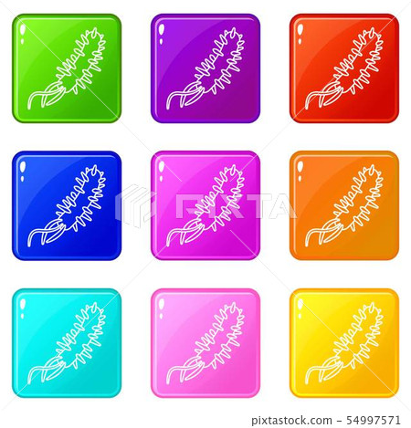 E coli bacteria icons set 9 color collection 54997571