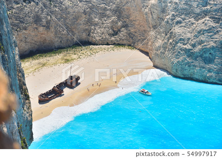Famous shipwreck bay, Navagio beach, Zakynthos Famous shipwreck bay, Navagio beach, Zakynthos 54997917