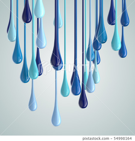 3D blue glossy paint drop blobs 54998164