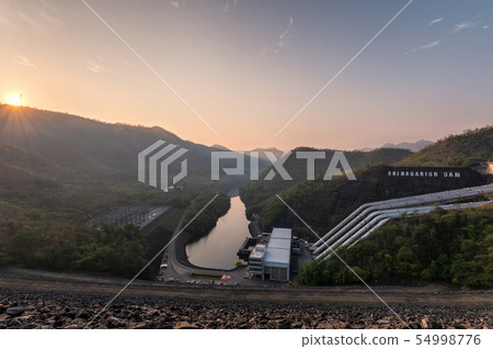 Scenery of Srinakarin dam with power plant in Scenery of Srinakarin dam with power plant in 54998776