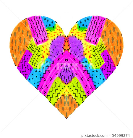 Bright colorful heart with abstract pattern Bright colorful heart with abstract pattern 54999274