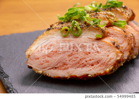 Agate loin on a slate plate. 54999485