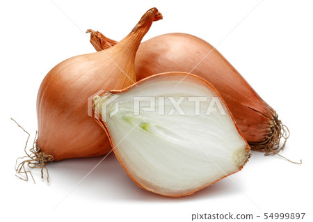Fresh shallot, onion with slice isolated 54999897