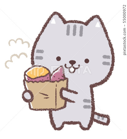 Cat Baked Sweet Potato Stock Illustration 55000972 Pixta