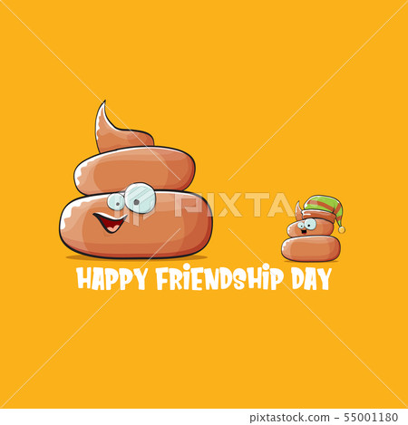 Happy friendship day greeting card with vector funny cartoon poo friends characters isolated on Happy friendship day greeting card with vector funny cartoon poo friends characters isolated on 55001180