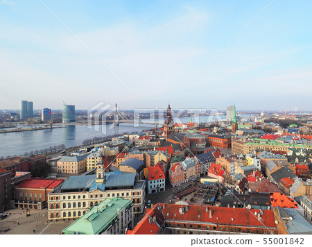 裡加的拉脫維亞歷史區，從拉脫維亞聖彼得教堂看到拉脫維亞 55001842