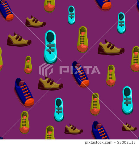Shoes Flat Color Background Seamless Pattern Shoes Flat Color Background Seamless Pattern 55002115
