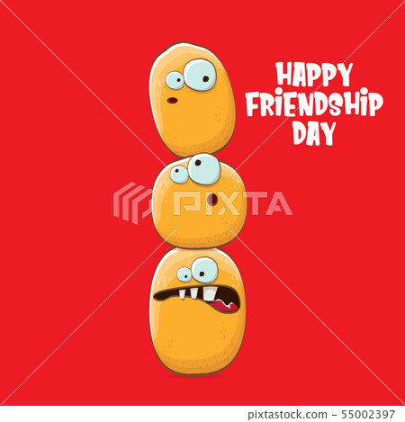 Happy Friendship day vector illustration. funky kids potato with friends.vector friends tiny kids Happy Friendship day vector illustration. funky kids potato with friends.vector friends tiny kids 55002397