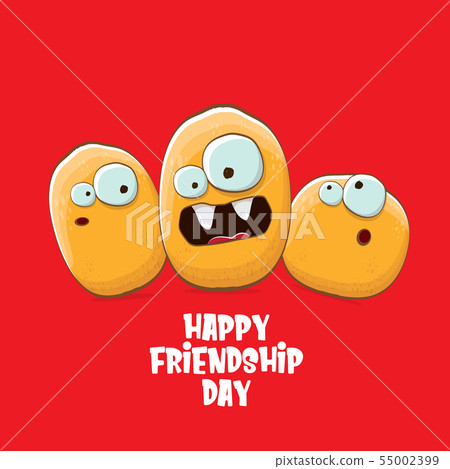 Happy Friendship day vector illustration. funky kids potato with friends.vector friends tiny kids 55002399