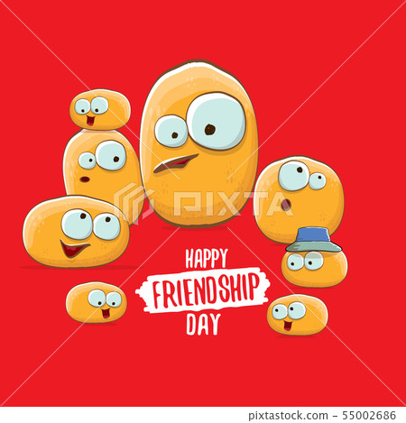 Happy Friendship day vector illustration. funky kids potato with friends.vector friends tiny kids Happy Friendship day vector illustration. funky kids potato with friends.vector friends tiny kids 55002686