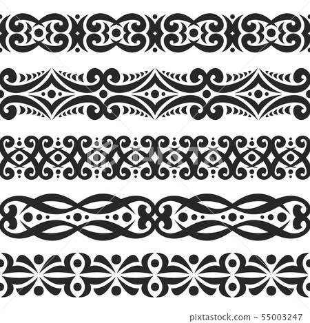 Vector set of black seamless borders Vector set of black seamless borders 55003247