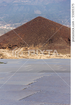 Blue solar panels at photovoltaics power station 55005375
