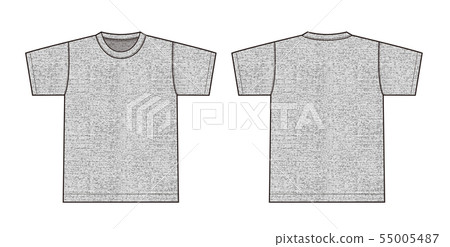 短袖T卹圖示說明/正面和背面（麻灰色，顏色紋理不均勻） 55005487