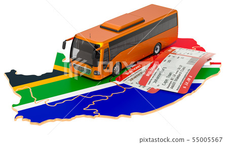 Bus travel in South Africa, concept. 3D rendering Bus travel in South Africa, concept. 3D rendering 55005567
