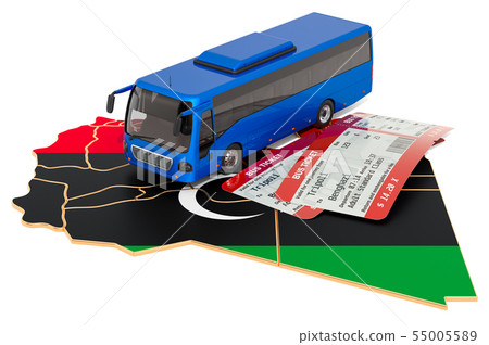 Bus travel in Libya, concept. 3D rendering 55005589