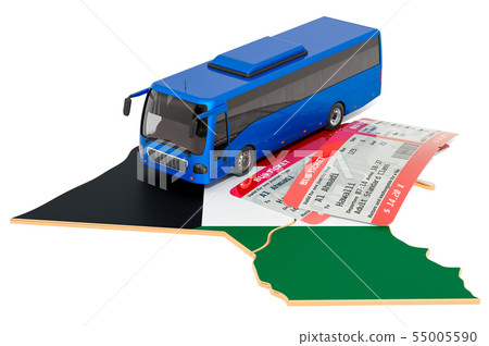 Bus travel in Kuwait, concept. 3D rendering 55005590