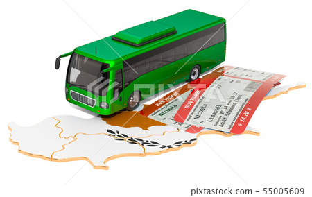 Bus travel in Cyprus, concept. 3D rendering Bus travel in Cyprus, concept. 3D rendering 55005609