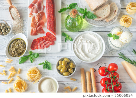 Assortment of Italian foods Assortment of Italian foods 55006054