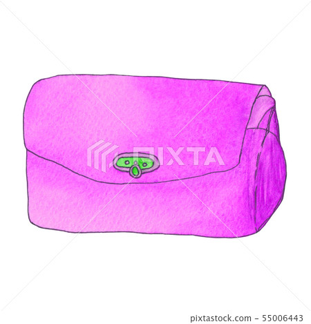 Purple leather clutch. Colorful watercolor 55006443