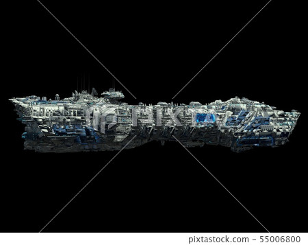Spaceship isolated on a black background 3d illustration 55006800
