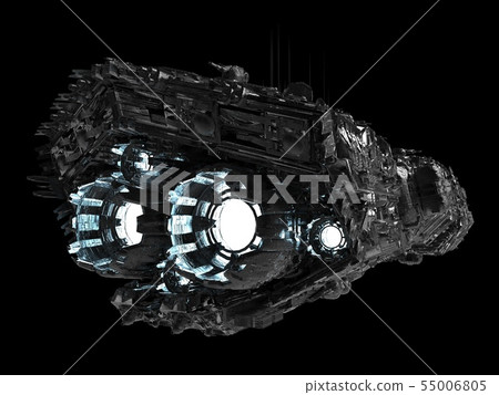 Spaceship isolated on a black background 3d... - Stock Illustration ...