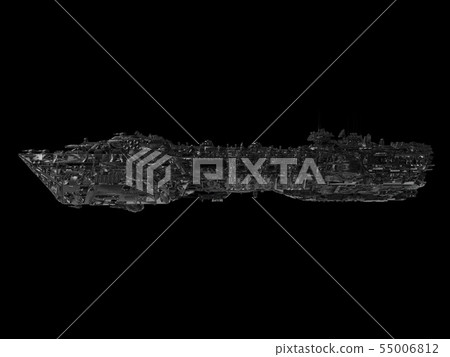Spaceship isolated on a black background 3d illustration Spaceship isolated on a black background 3d illustration 55006812