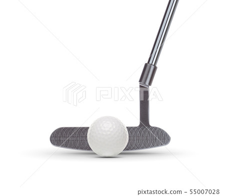 Front of Golf Club Putter With Golf Ball Isolated Front of Golf Club Putter With Golf Ball Isolated 55007028