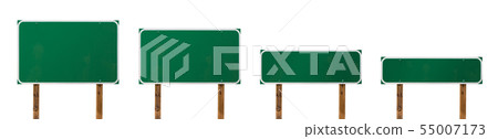 Set of Different Sized Blank Green Road Signs Set of Different Sized Blank Green Road Signs 55007173
