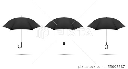 Vector 3d Realistic Render Black Blank Umbrella... - Stock Illustration ...