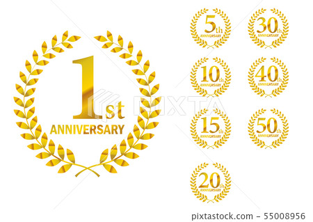Anniversary logo set with laurel motif 1st anniversary-50th anniversary, laurel wreath · laurel 55008956