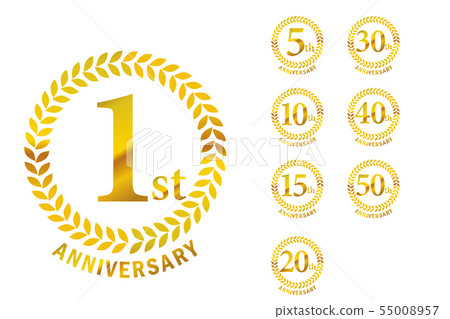 Anniversary logo set with laurel motif 1st anniversary-50th anniversary, laurel wreath · laurel 55008957