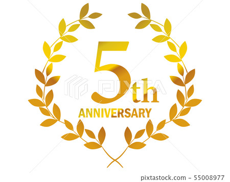 Anniversary logo with laurel motif_5th anniversary, laurel wreath, laurel 55008977
