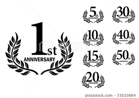 週年紀念標誌設置與月桂樹圖案1週年 -  50週年，月桂花環週年紀念 55010864